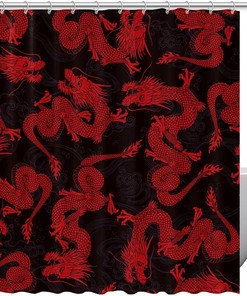 Delightful Dragon Pattern Shower Curtain Set For Any Bathroom
