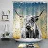 Delightful Highland Cow Shower Curtain with Raindrop and Daisy Pattern for a Farmhouse Bathroom