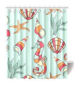 Delightful Seahorse Shower Curtain for Soothing Bathroom Decor 