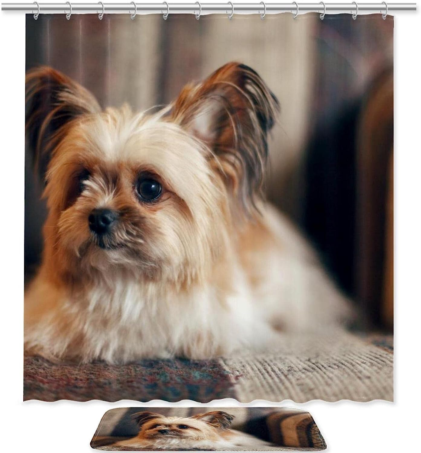 Delightful Shih Tzu Dog Puppy Fabric Shower Curtain for Bathroom Decor