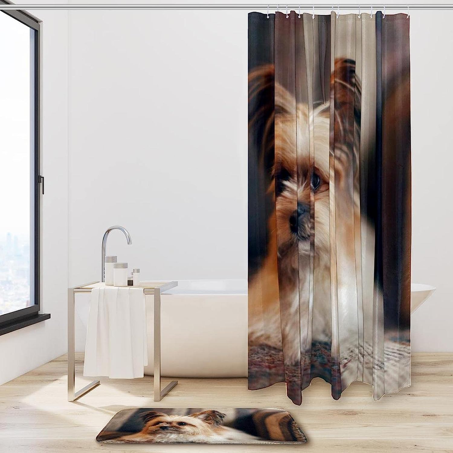 Delightful Shih Tzu Dog Puppy Fabric Shower Curtain for Bathroom Decor