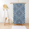 Denim Blue Brown Beige Shower Curtain Bundle - Southwestern Geometric Prints