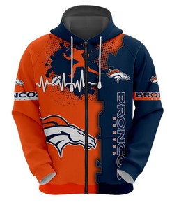 Denver Broncos 3D All Over Print Zip Hoodie For Nfl Fans With Custom Design