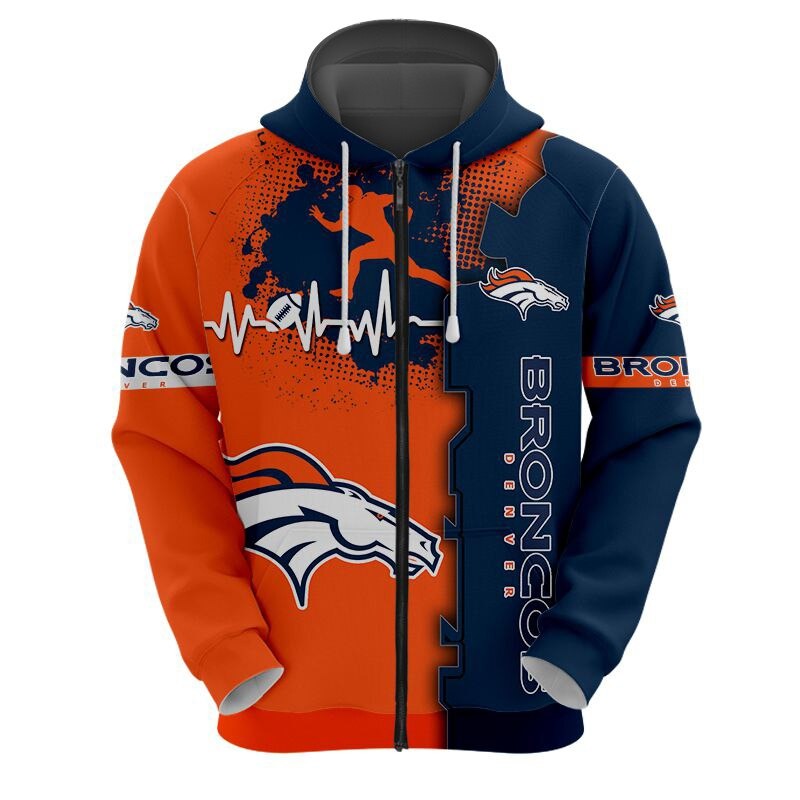 Denver Broncos 3D All Over Print Zip Hoodie For Nfl Fans With Custom Design