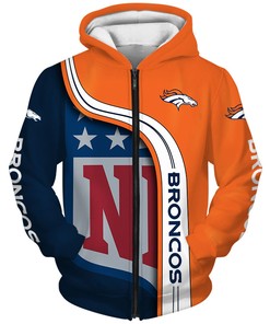 Denver Broncos 3D Hoodie Pullover Zip Hoodie Nfl With All Over Print Design