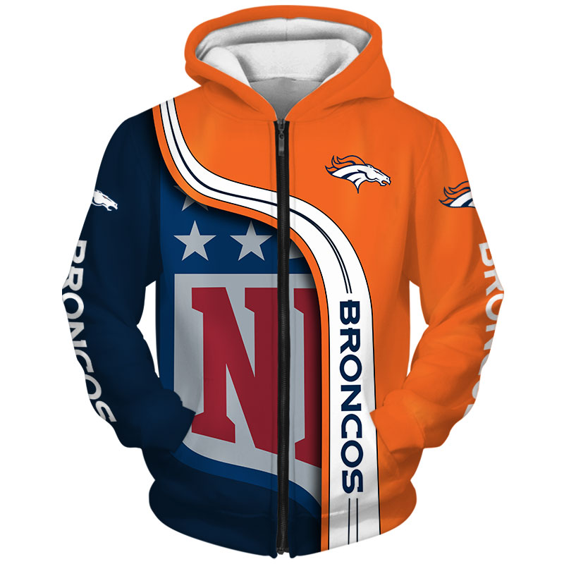 Denver Broncos 3D Hoodie Pullover Zip Hoodie Nfl With All Over Print Design