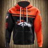 Denver Broncos 3D Skull Hoodie Pullover Zip Hoodie All Over Print For Fans