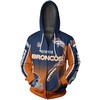 Denver Broncos Hoodie 3D All Over Print Zip Hoodie Cute Flame Balls Graphic Gifts For Fans