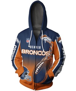 Denver Broncos Hoodie 3D All Over Print Zip Hoodie Cute Flame Balls Graphic Gifts For Fans