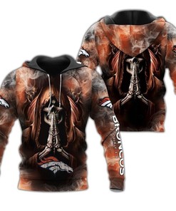 Denver Broncos Hoodie 3D All Over Print Zip Hoodie Death Smoke Graphic Gifts For Fans