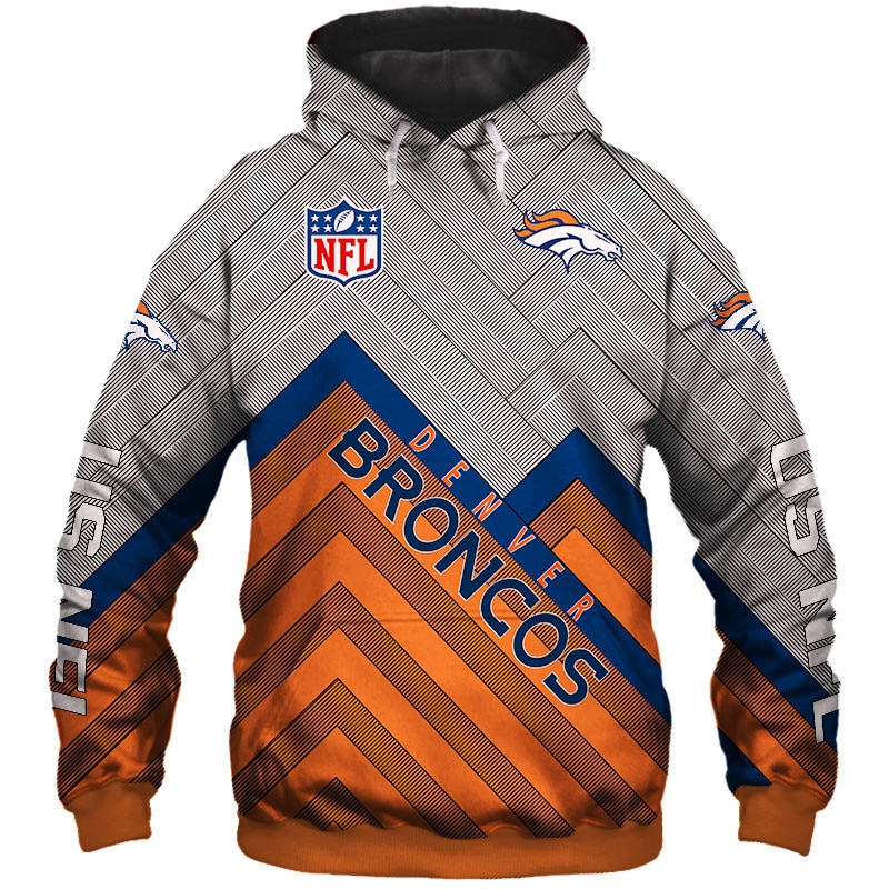 Denver Broncos Hoodie 3D All Over Print Zip Hoodie Pullover In Full Size