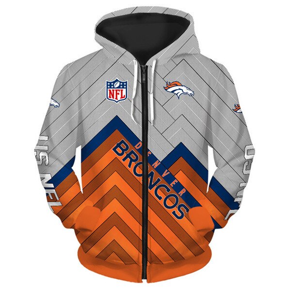 Denver Broncos Hoodie 3D All Over Print Zip Hoodie Pullover In Full Size