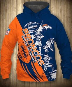 Denver Broncos Hoodie 3D Cartoon Player Cute All Over Print Zip Hoodie