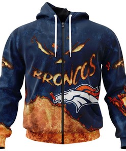 Denver Broncos Hoodie 3D Devil Eyes All Over Print Hoodie Gift For Fans