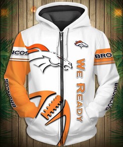 Denver Broncos Hoodie 3D Graphic Balls All Over Print Zip Hoodie Pullover