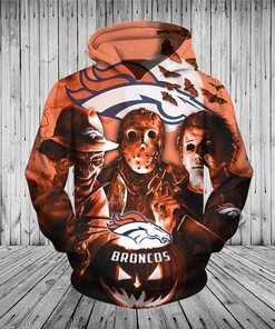 Denver Broncos Hoodie 3D Horror Night All Over Print Pullover Nfl