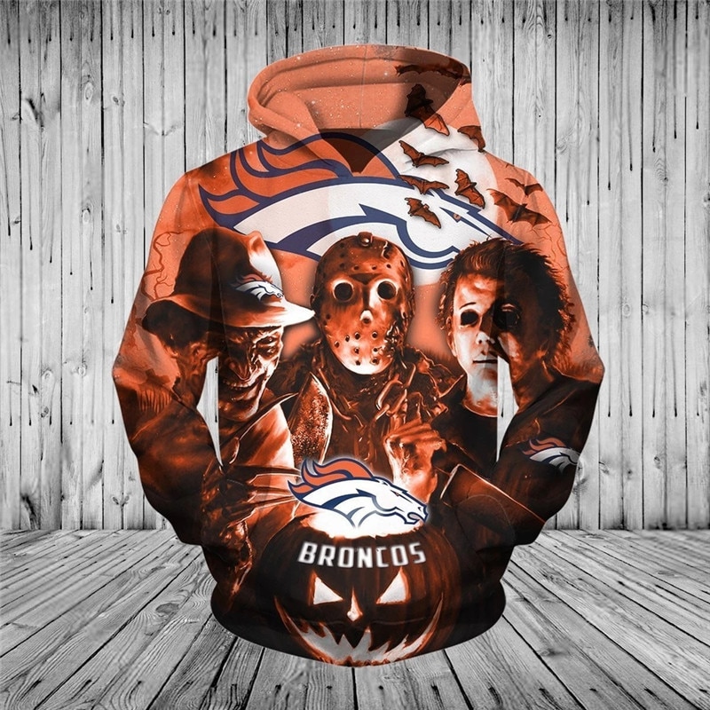 Denver Broncos Hoodie 3D Horror Night All Over Print Pullover Nfl
