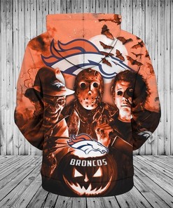 Denver Broncos Hoodie 3D Horror Night All Over Print Pullover Nfl