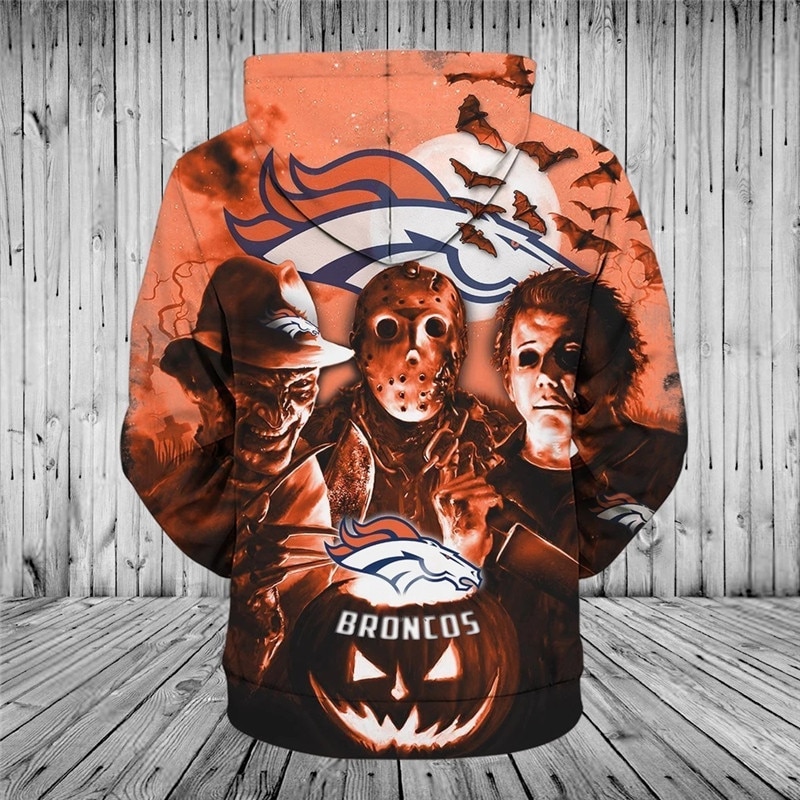 Denver Broncos Hoodie 3D Horror Night All Over Print Pullover Nfl
