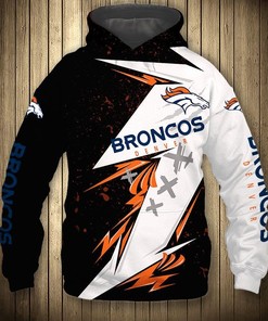 Denver Broncos Hoodie 3D Thunder Graphic All Over Print Zip Hoodie Gift For Fans