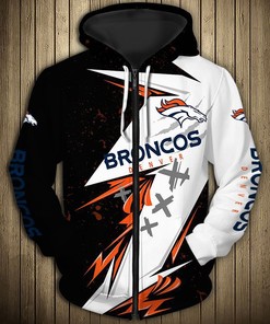 Denver Broncos Hoodie 3D Thunder Graphic All Over Print Zip Hoodie Gift For Fans