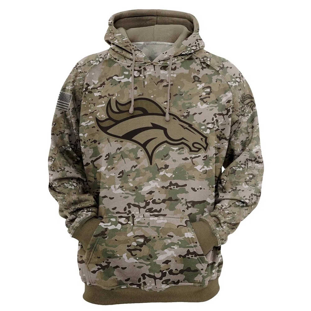 Denver Broncos Hoodie All Over Print Army Graphic Zip Hoodie Pullover Gift For Fans