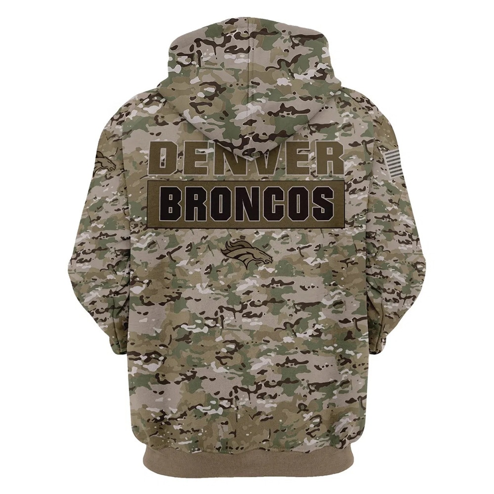 Denver Broncos Hoodie All Over Print Army Graphic Zip Hoodie Pullover Gift For Fans