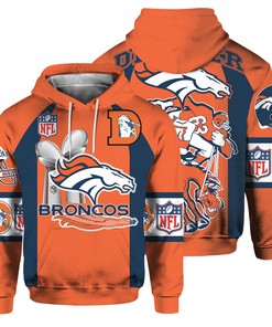 Denver Broncos Hoodie Cute Long Sleeve All Over Print Zip Hoodie For Fans