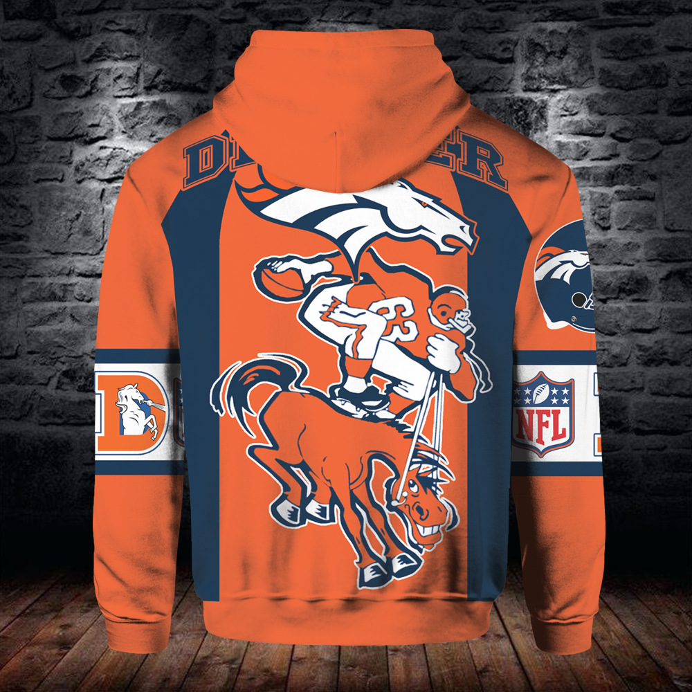 Denver Broncos Hoodie Cute Long Sleeve All Over Print Zip Hoodie For Fans