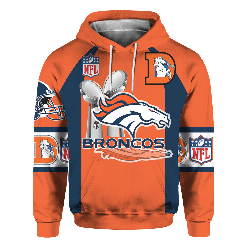 Denver Broncos Hoodie Cute Long Sleeve All Over Print Zip Hoodie For Fans