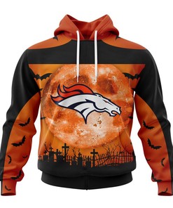 Denver Broncos Hoodie Halloween 3D All Over Print Custom Name & Number Gifts For Fans