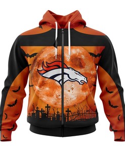 Denver Broncos Hoodie Halloween 3D All Over Print Custom Name & Number Gifts For Fans