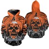Denver Broncos Hoodie Halloween Pumpkin Skull All Over Print Zip Hoodie