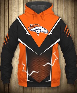 Denver Broncos Hoodie Lightning Graphic All Over Print Hoodie For Fans