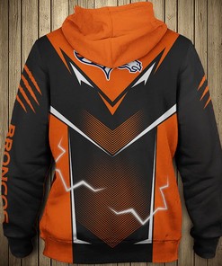 Denver Broncos Hoodie Lightning Graphic All Over Print Hoodie For Fans