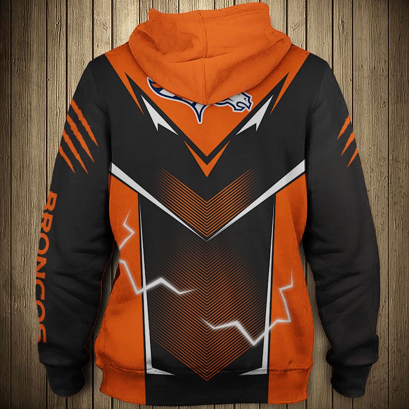 Denver Broncos Hoodie Lightning Graphic All Over Print Hoodie For Fans