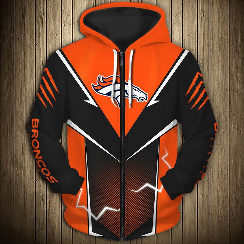 Denver Broncos Hoodie Lightning Graphic All Over Print Hoodie For Fans