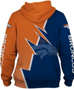 Denver Broncos Hoodie Zigzag Graphic All Over Print Zip Hoodie Gift For Fans