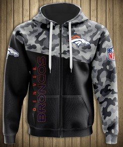 Denver Broncos Military Hoodie 3D All Over Print Zip Hoodie New Season Design