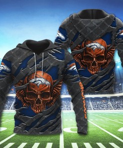 Denver Broncos Skull 3D Hoodie - Perfect Gift For Fans