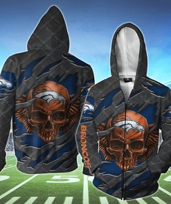 Denver Broncos Skull 3D Hoodie - Perfect Gift For Fans