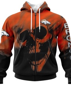 Denver Broncos Skull Hoodie Custom All Over Print Hoodie With Name & Number Gifts For Fans