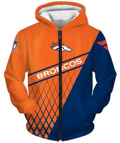 Denver Broncos Zip Hoodie All Over Print Gift For Fan With Custom Design