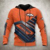 Denver Broncos Zip Up Hoodie 3D No 1 All Over Print Gifts For Fans