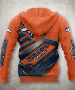 Denver Broncos Zip Up Hoodie 3D No 1 All Over Print Gifts For Fans