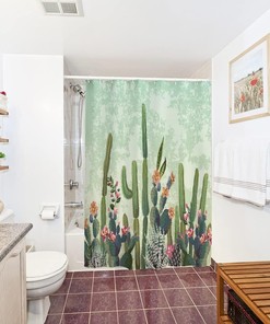 Desert Cactus Print Fabric Shower CurtainStylish Bathroom Decor