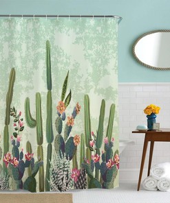Desert Cactus Print Fabric Shower CurtainStylish Bathroom Decor