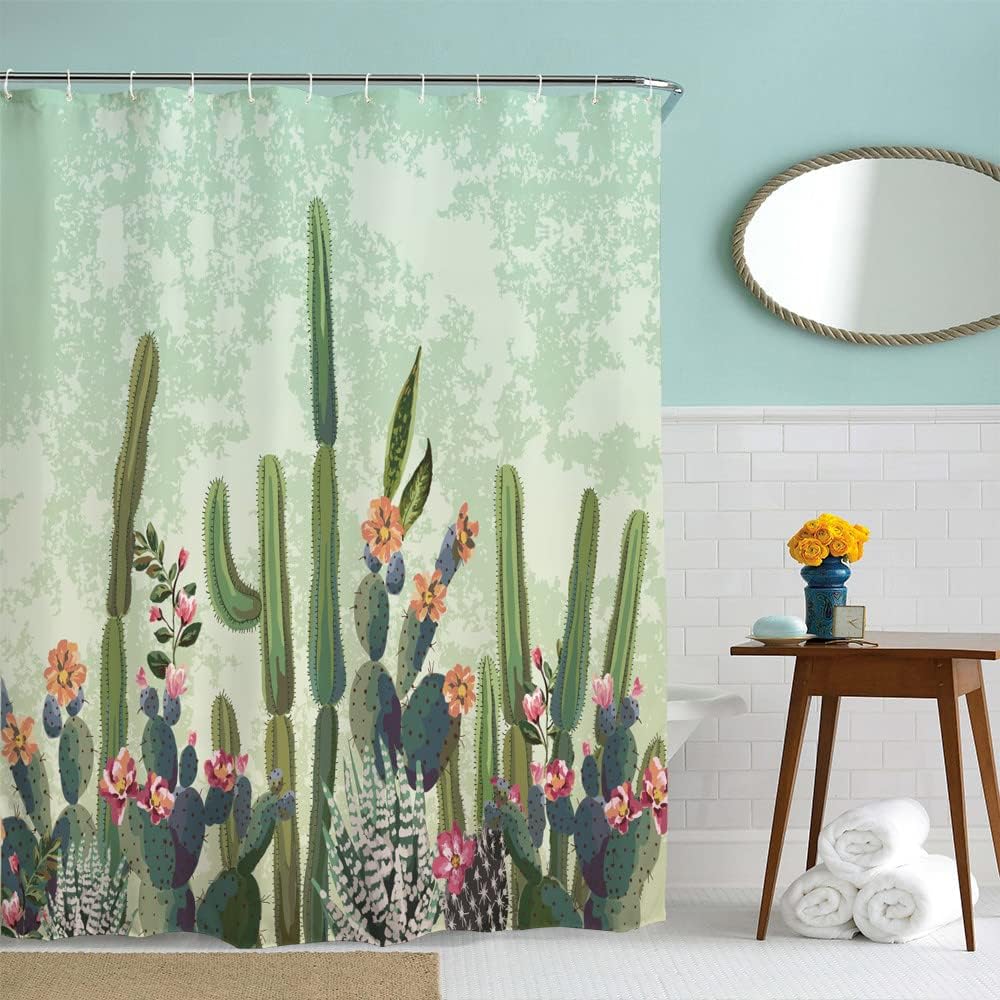 Desert Cactus Print Fabric Shower CurtainStylish Bathroom Decor