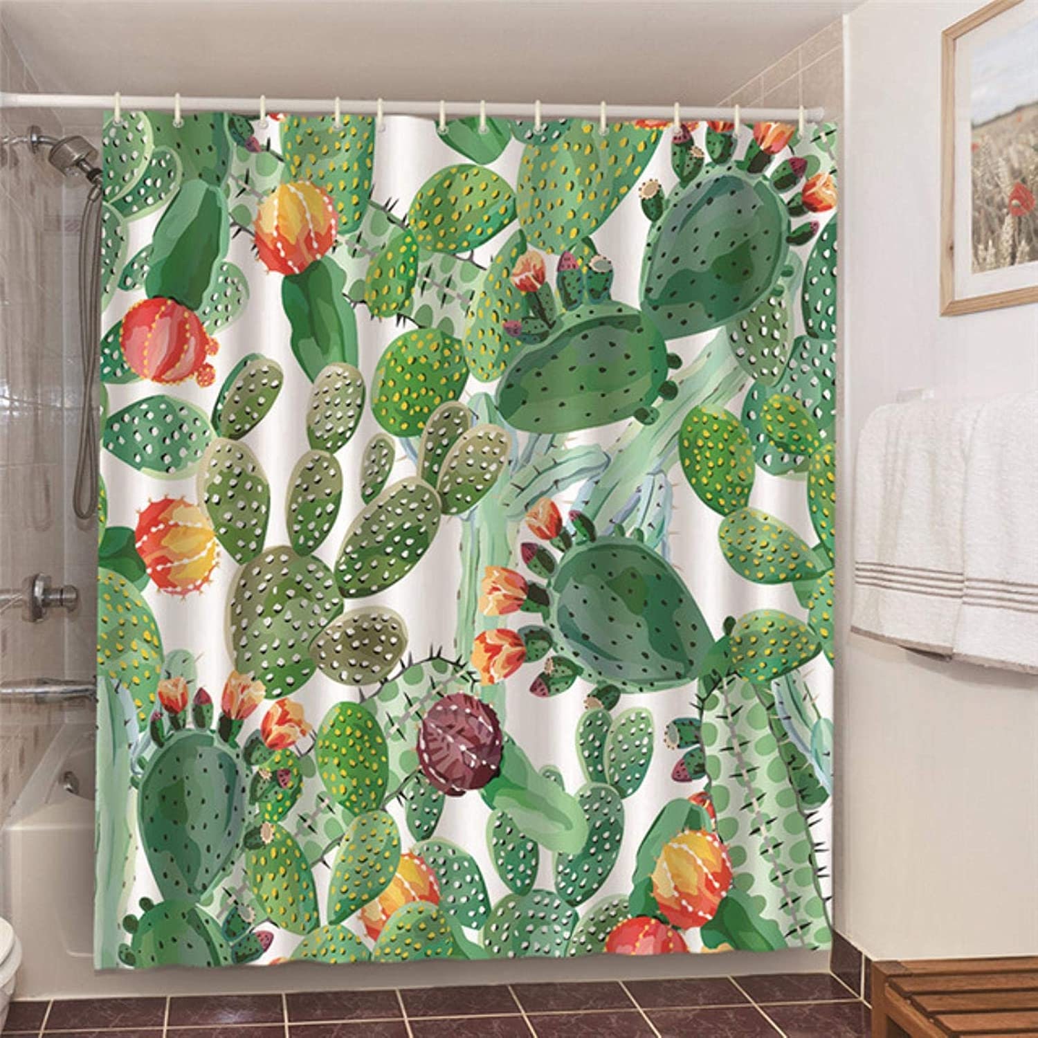 Desert Cactus Shower Curtain In Nordic Style - A Unique And Stylish Addition To Your Bathroom Decor - Image 2