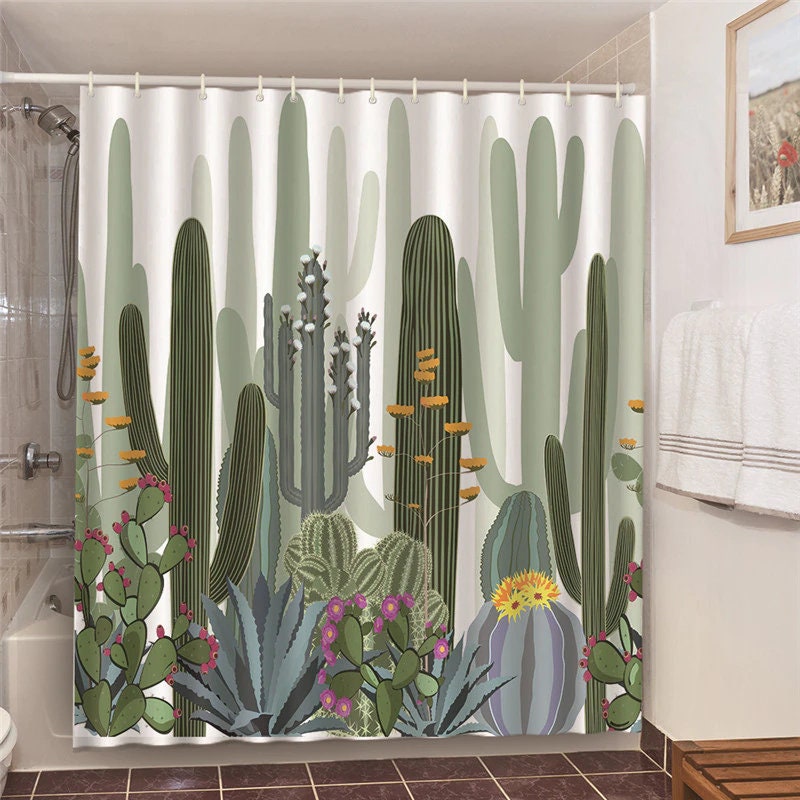 Desert Cactus Shower Curtain In Nordic Style - A Unique And Stylish Addition To Your Bathroom Decor - Image 3